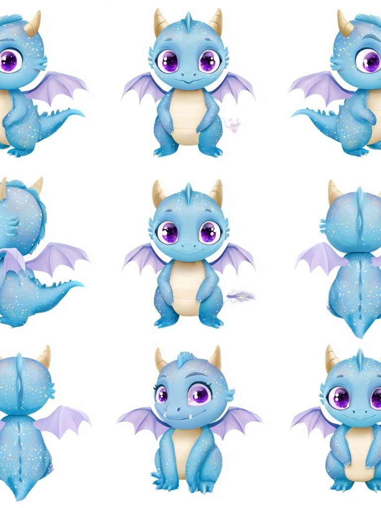 Cute Blue Dragon Character Poster. poster — kids art