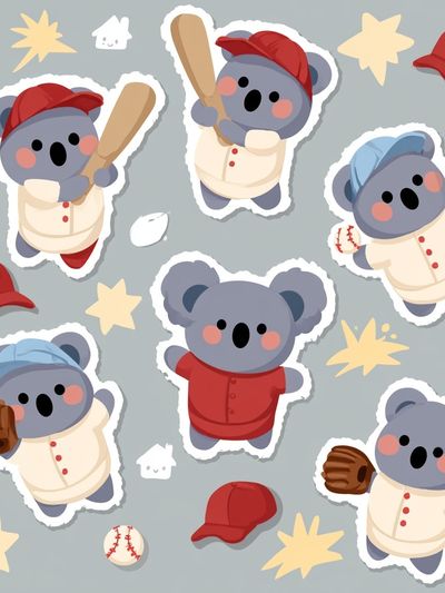 Koala Baseball Pattern Poster.