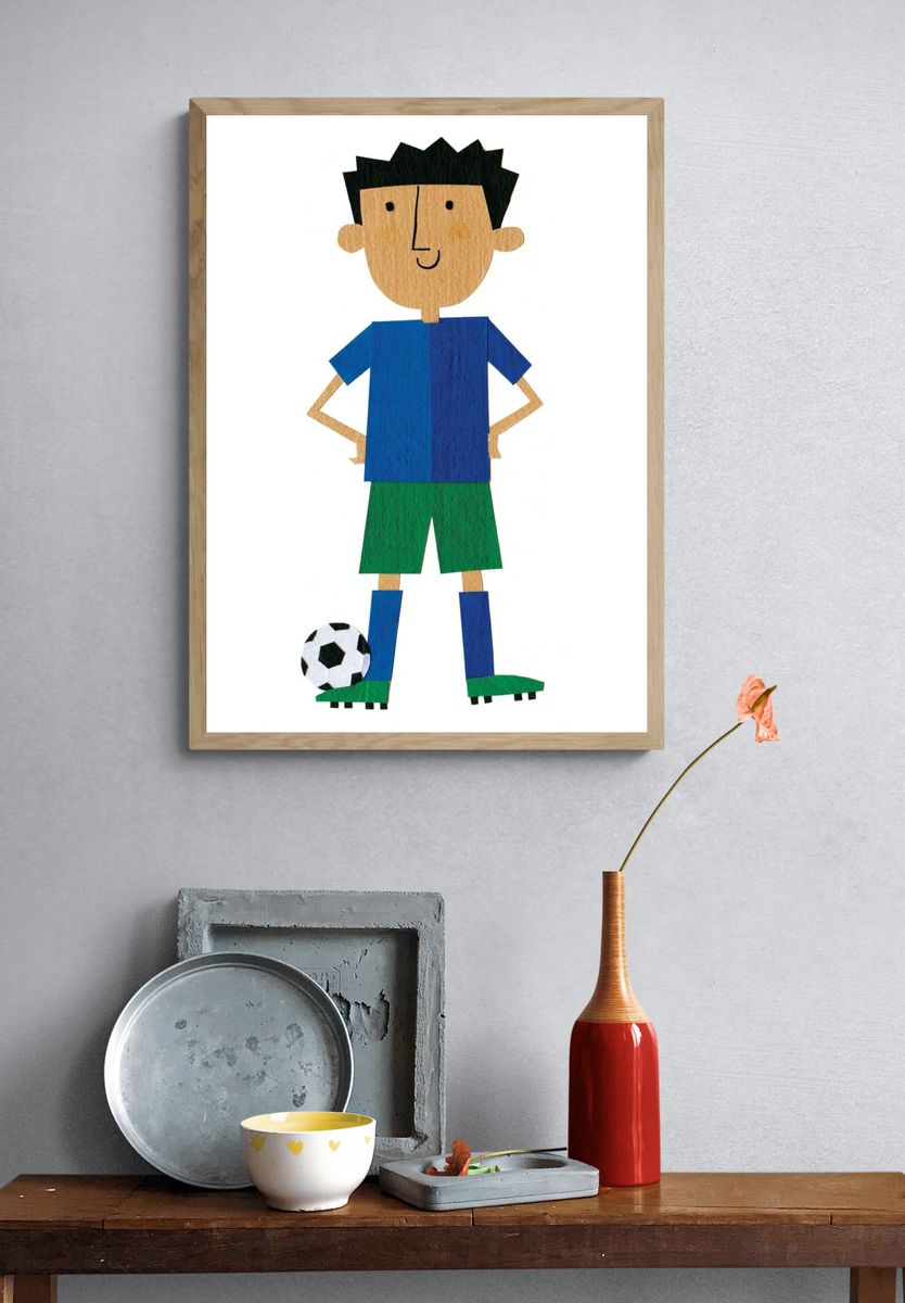 Soccer Boy Illustration Poster. — room view 3
