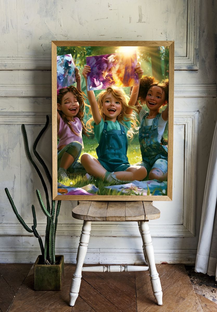 Joyful Children Painting Poster. room preview