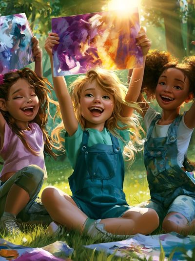 Joyful Children Painting Poster.