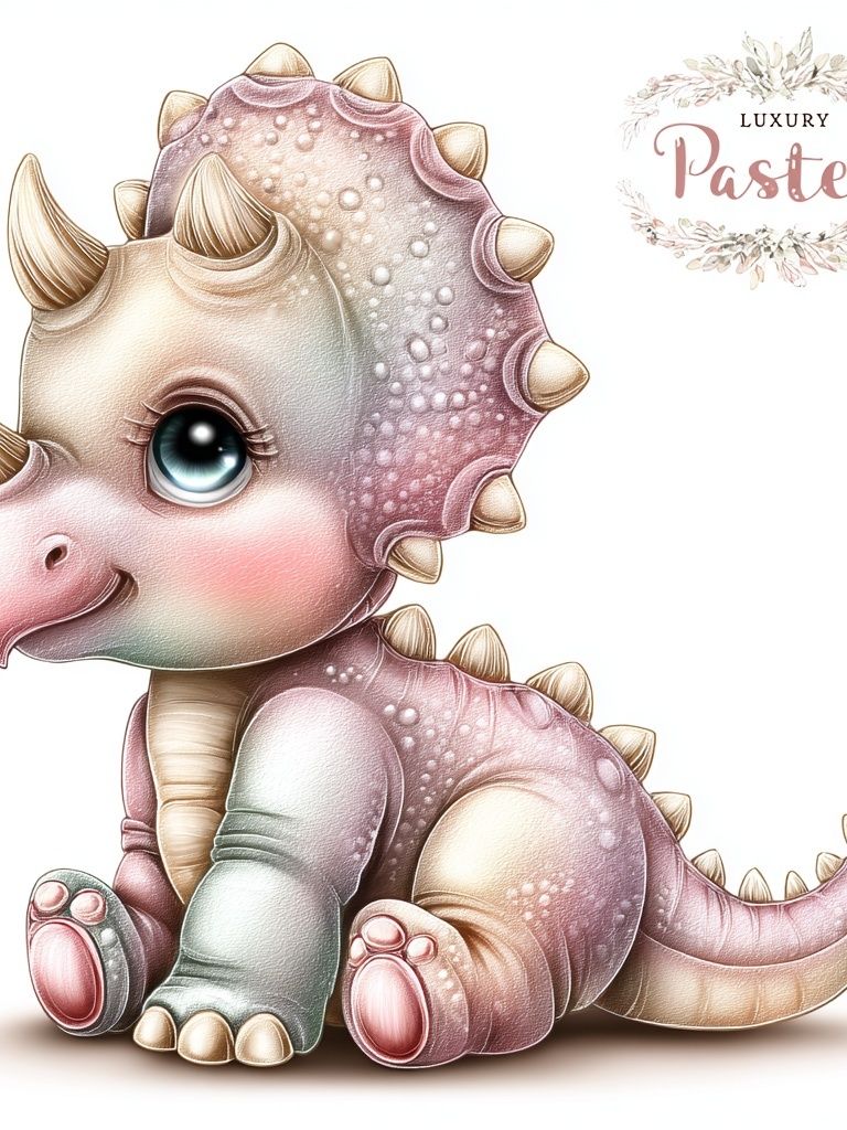 Pastel Baby Dinosaur Print. poster detail