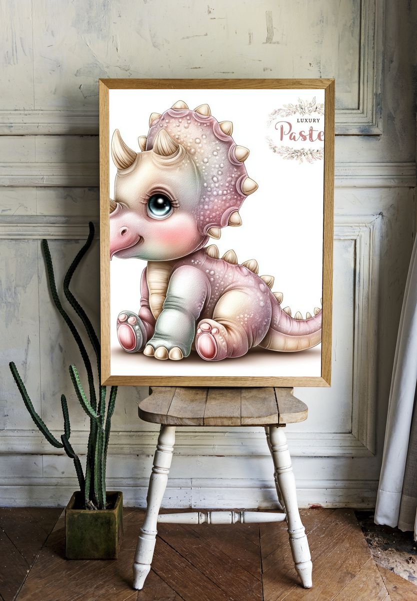 Pastel Baby Dinosaur Print. — room view 1