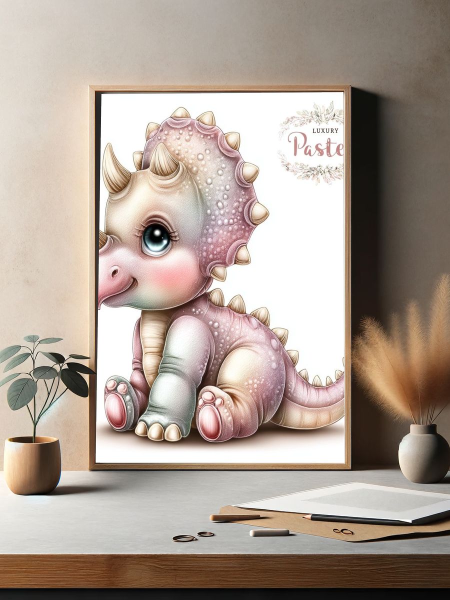 Pastel Baby Dinosaur Print. — room view 2