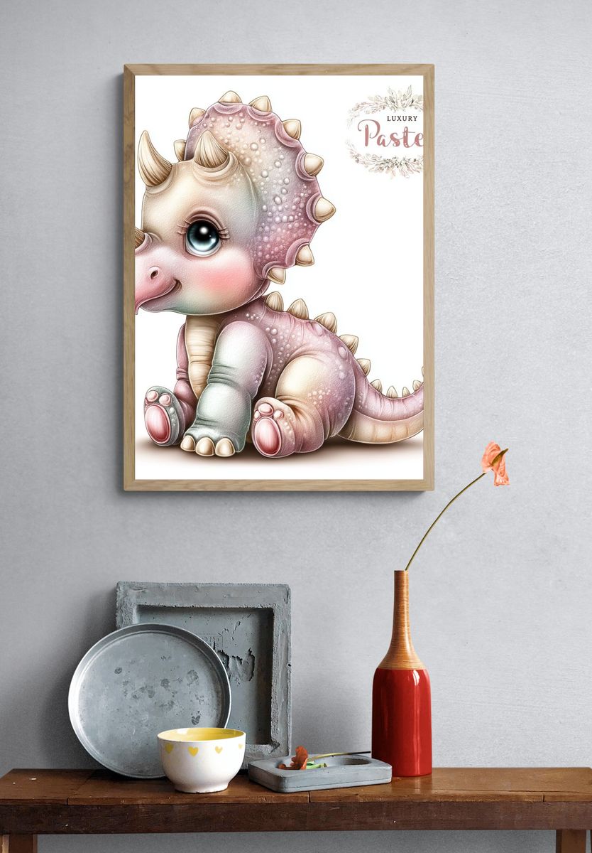 Pastel Baby Dinosaur Print. — room view 3