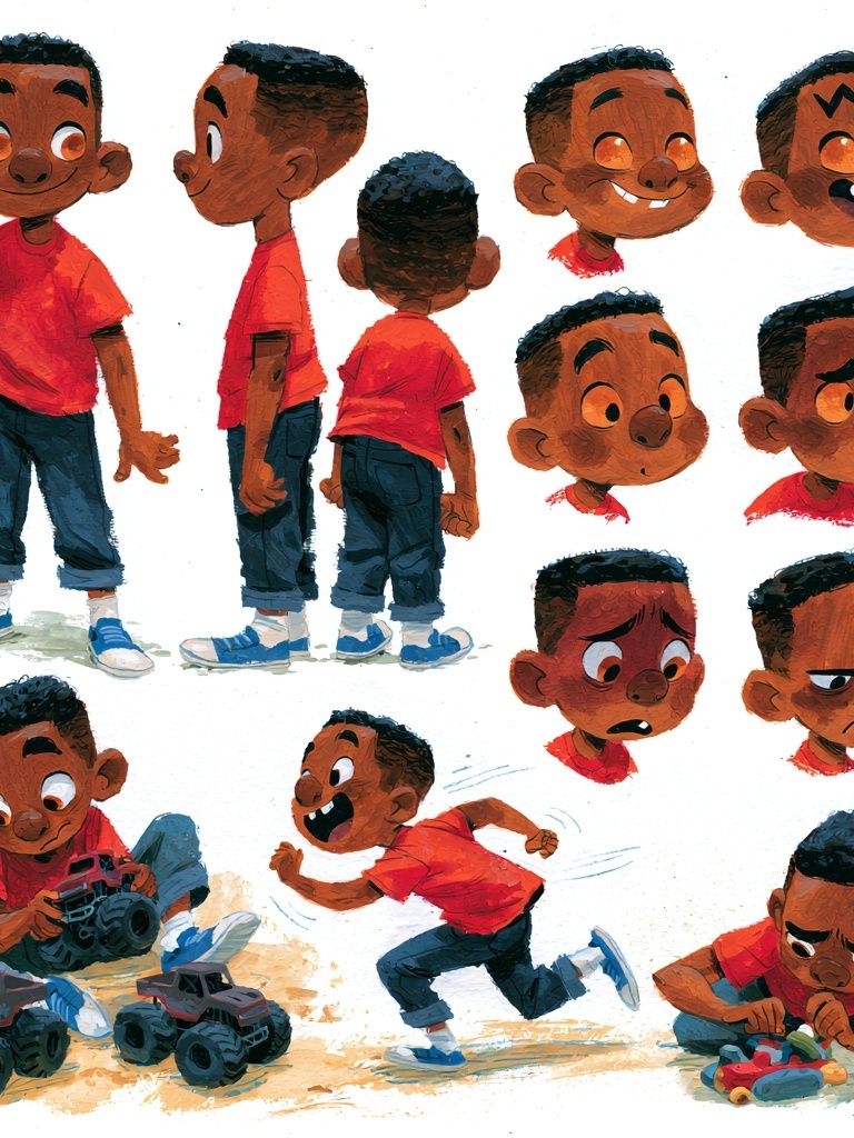 Playful Boy Character Illustration Poster. poster detail