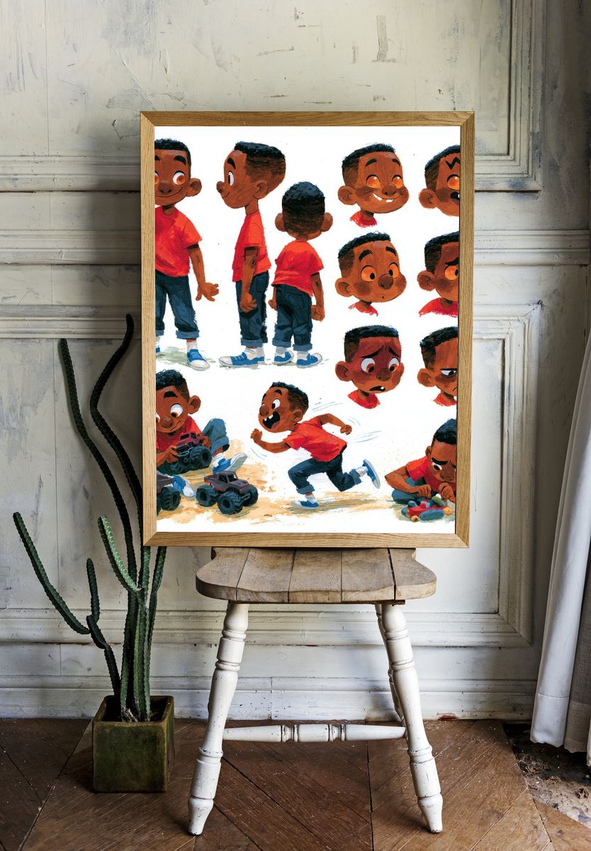 Playful Boy Character Illustration Poster. room preview