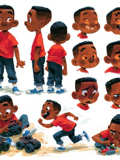Playful Boy Character Illustration Poster.