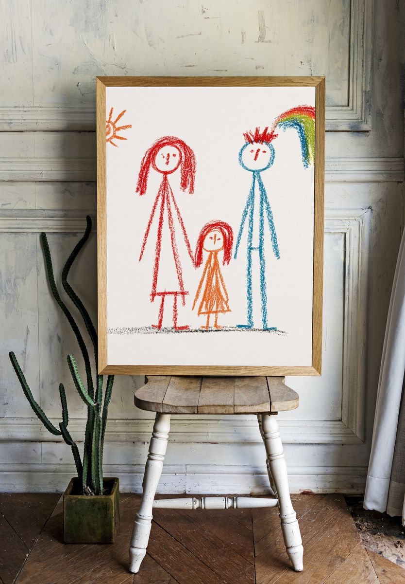 Crayon Family Drawing Poster. room preview