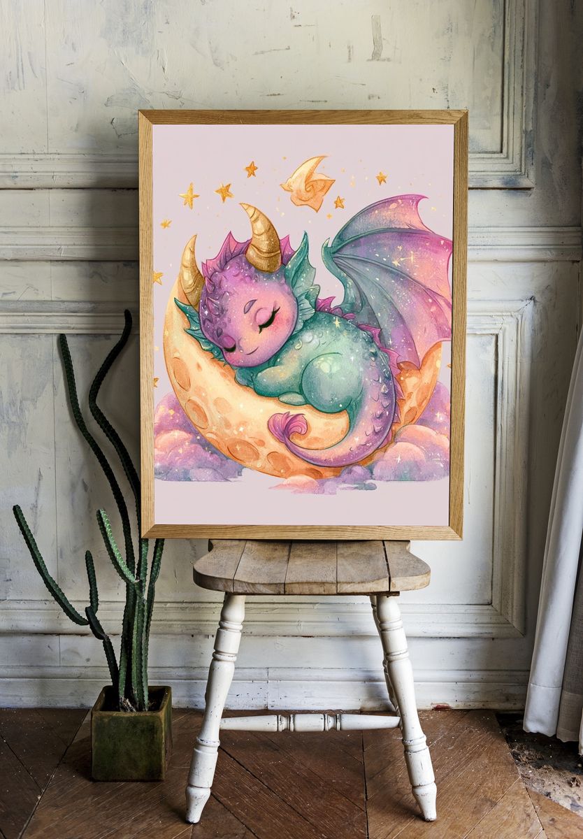 Sleeping Dragon Moon Print. — room view 1