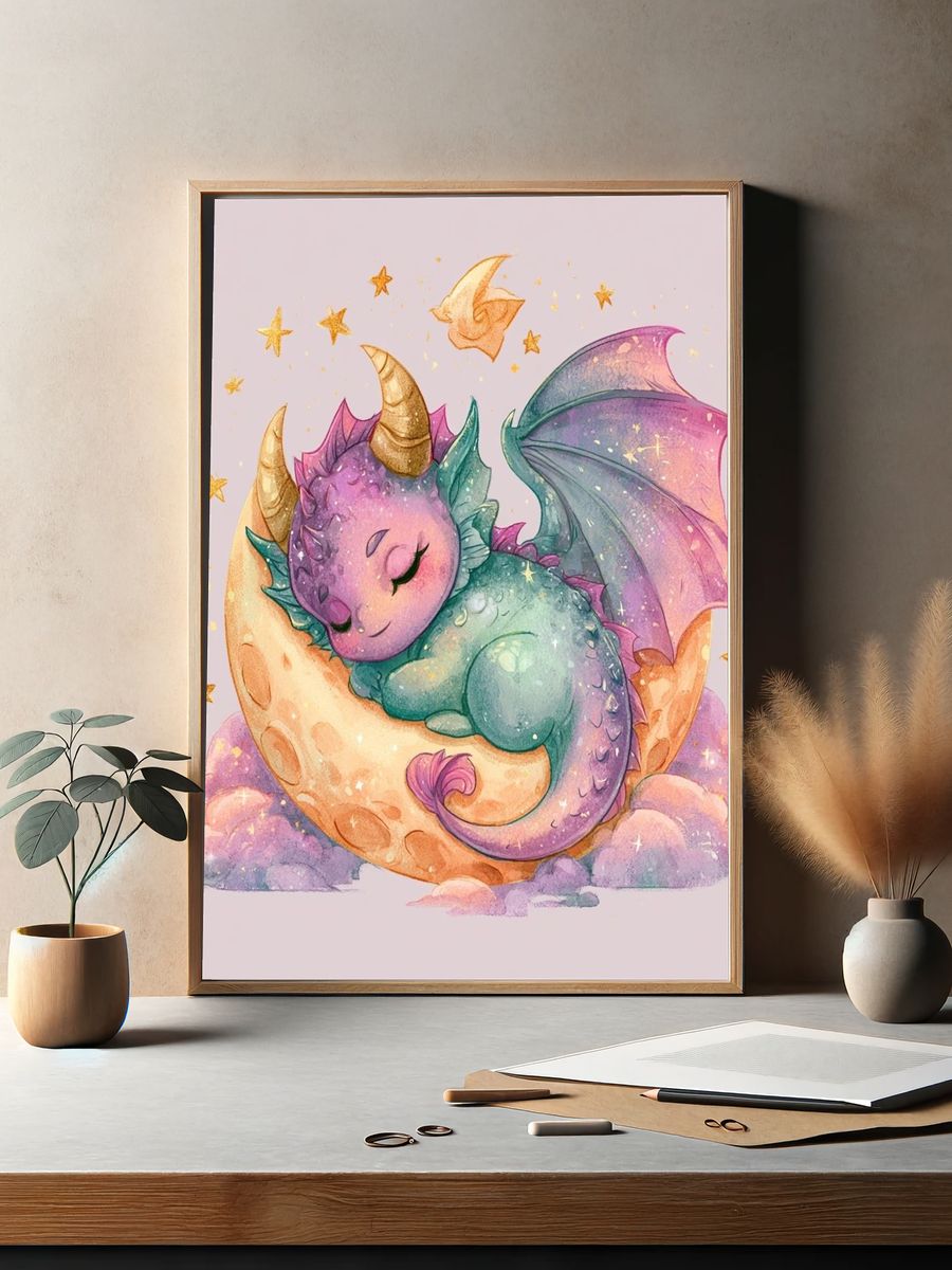 Sleeping Dragon Moon Print. — room view 2