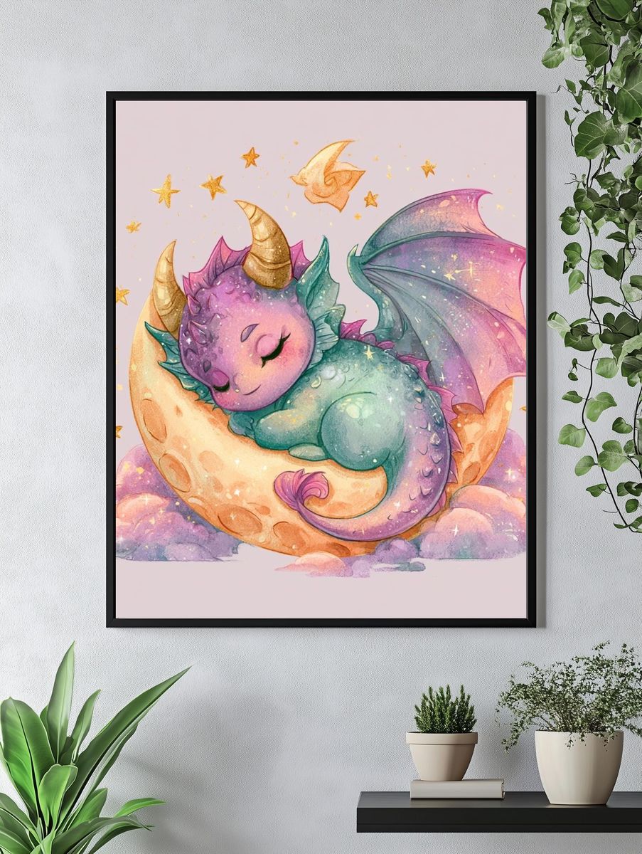 Sleeping Dragon Moon Print. — room view 4