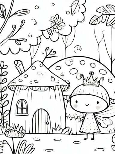 Cute Fairy Mushroom House Print. poster — kids art