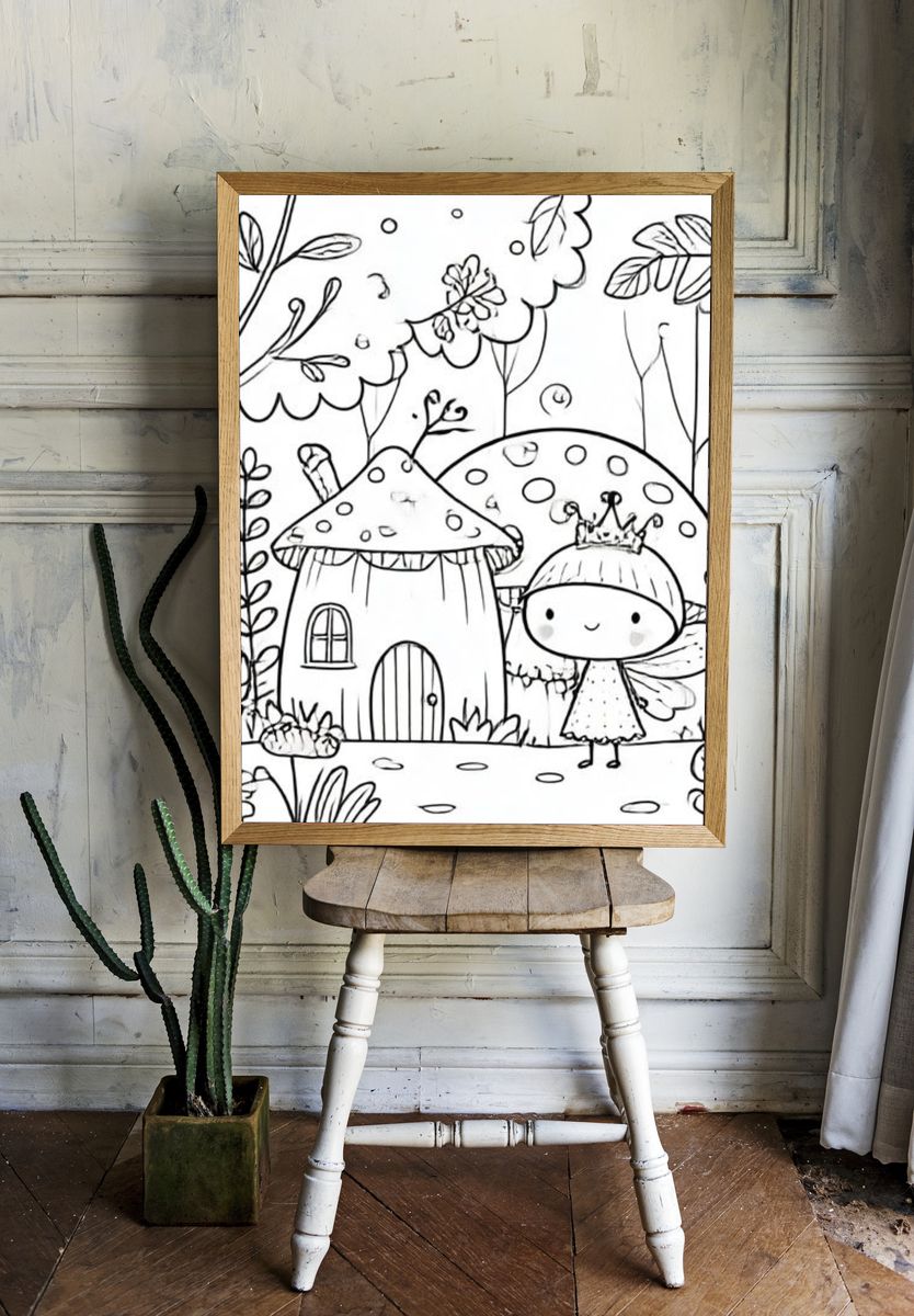 Cute Fairy Mushroom House Print. — room view 1