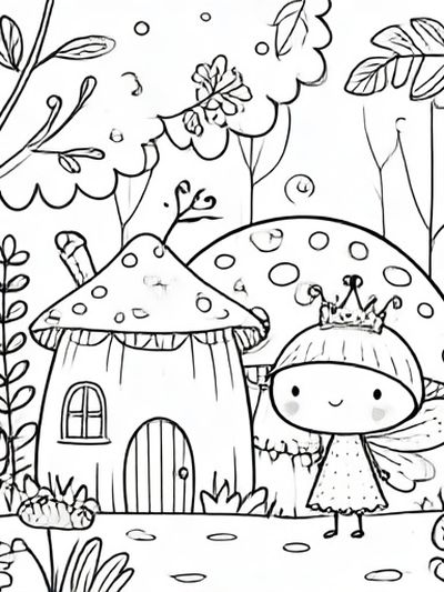 Cute Fairy Mushroom House Print.