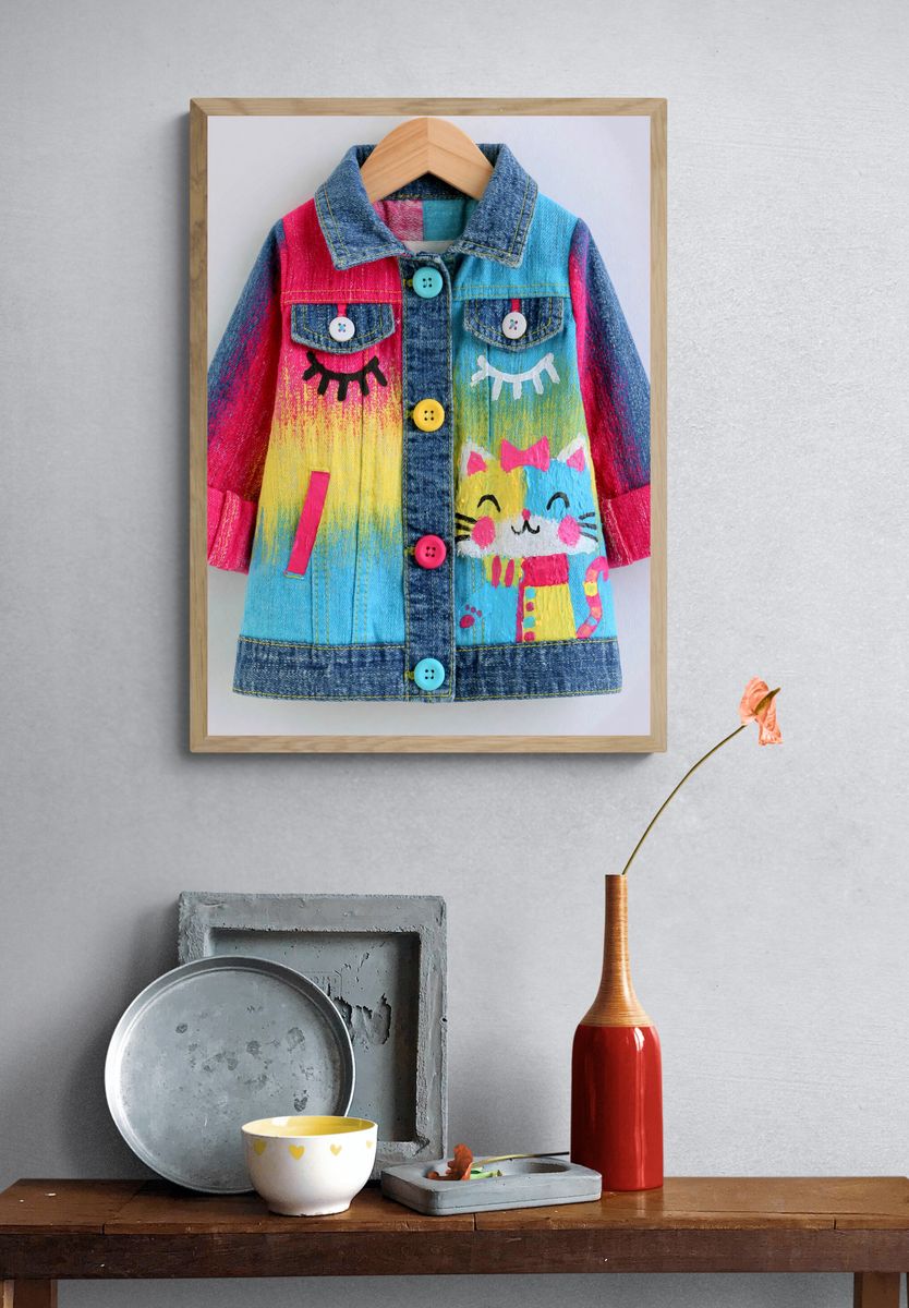 Painted Denim Cat Jacket Print. — room view 3