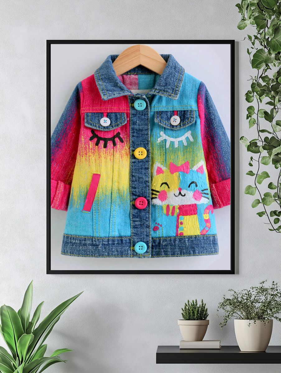 Painted Denim Cat Jacket Print. — room view 4