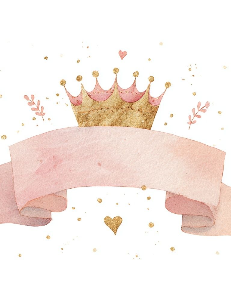 Crown and Ribbon Watercolor Poster. poster detail