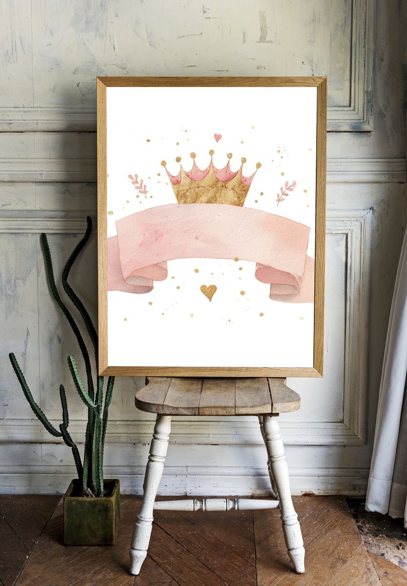 Crown and Ribbon Watercolor Poster room preview