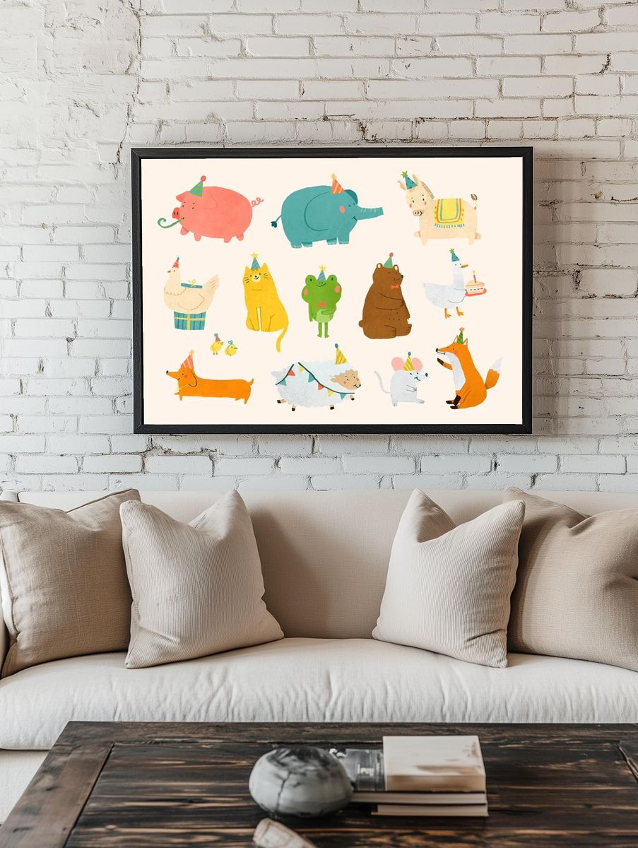 Cute Crocodile Cartoon Print. — room view 1