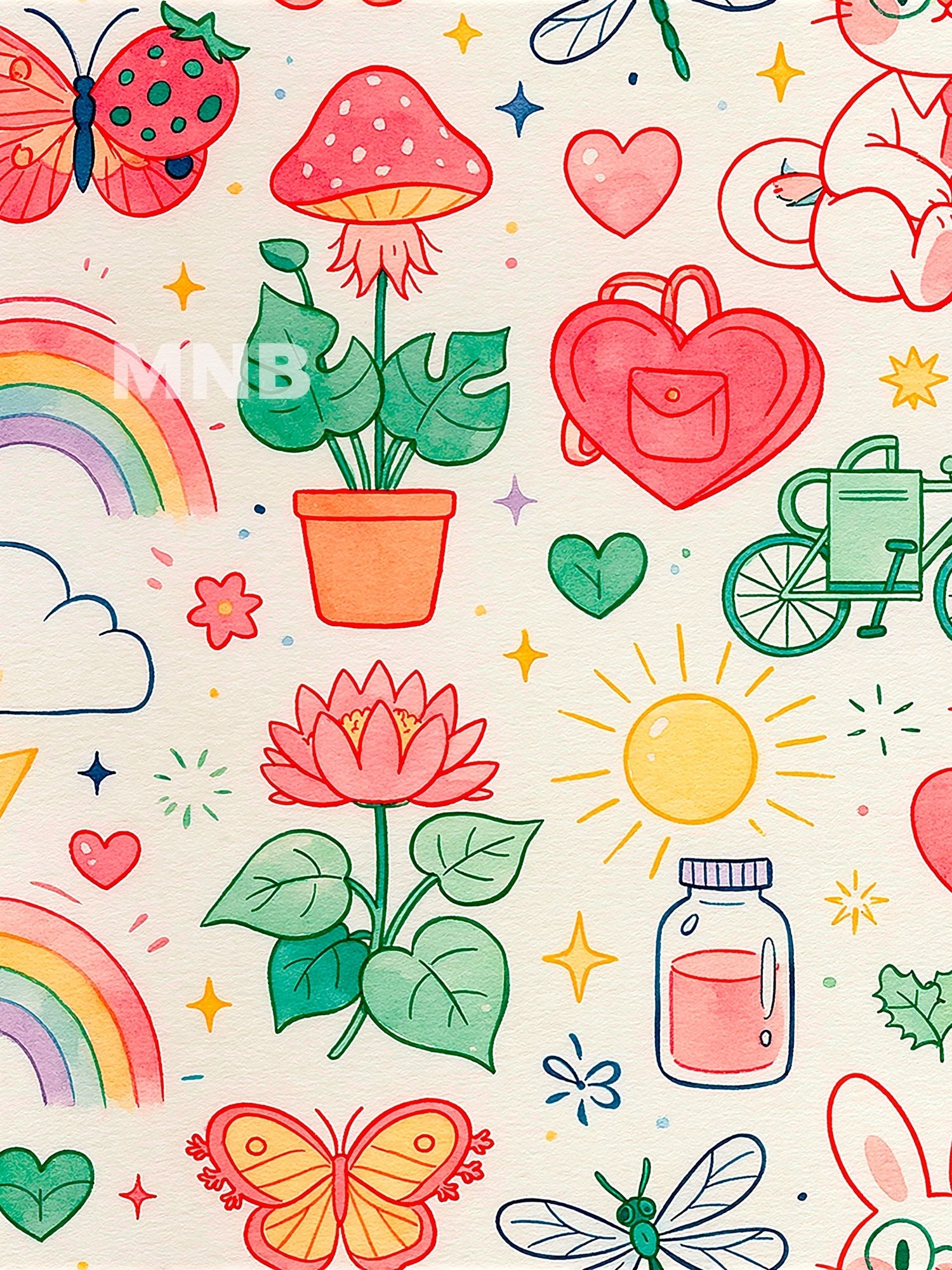 Whimsical Kids Doodle Illustration Poster. poster detail