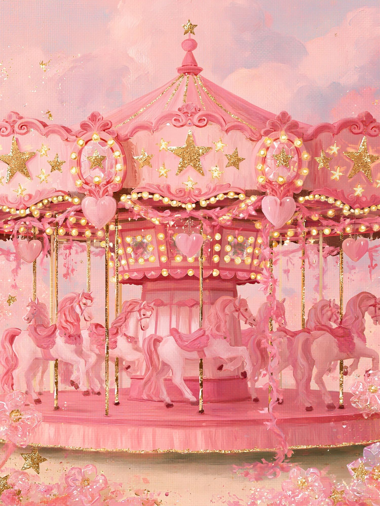 Pink Carousel Fantasy Poster. poster — kids art