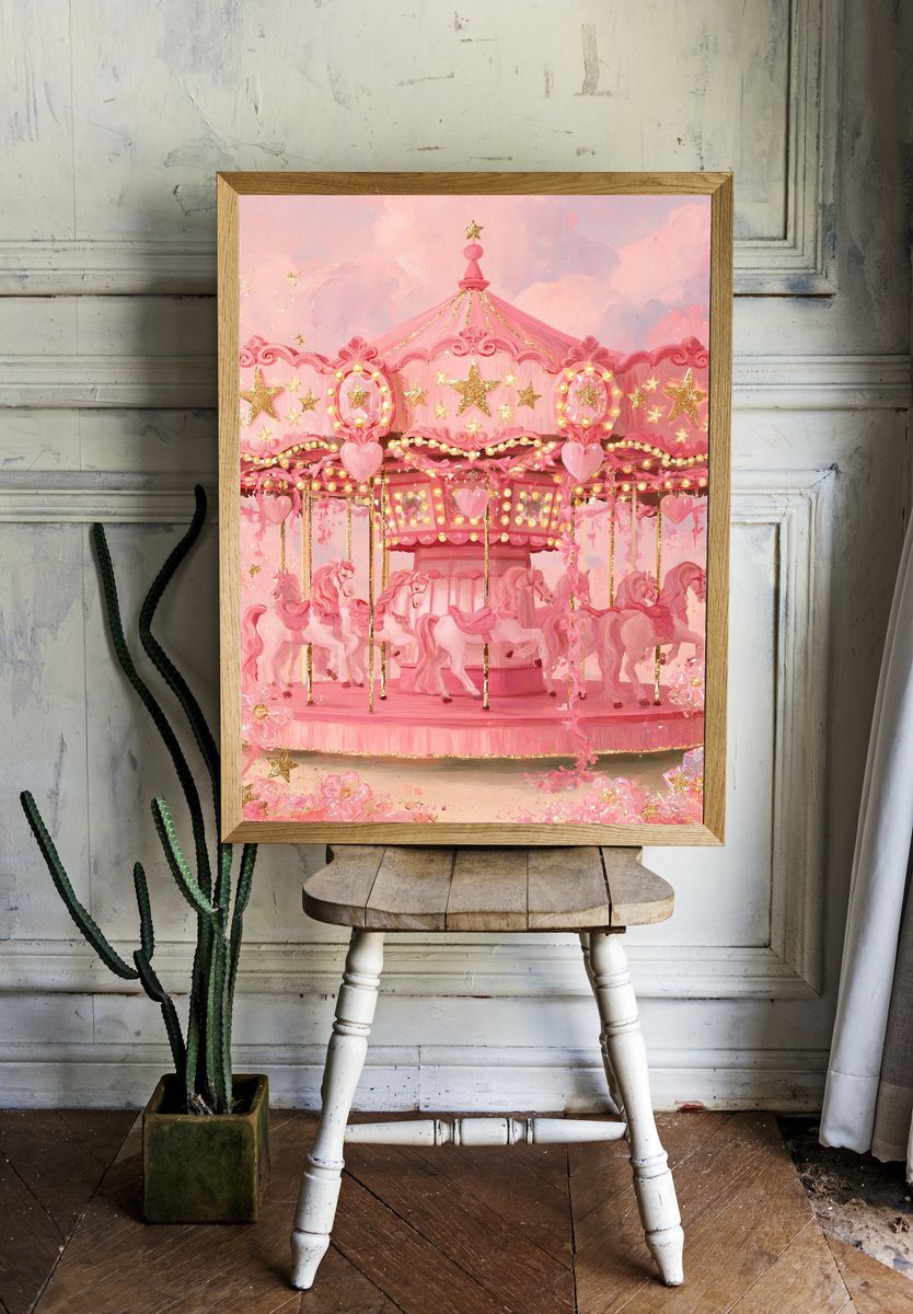 Pink Carousel Fantasy Poster. room preview
