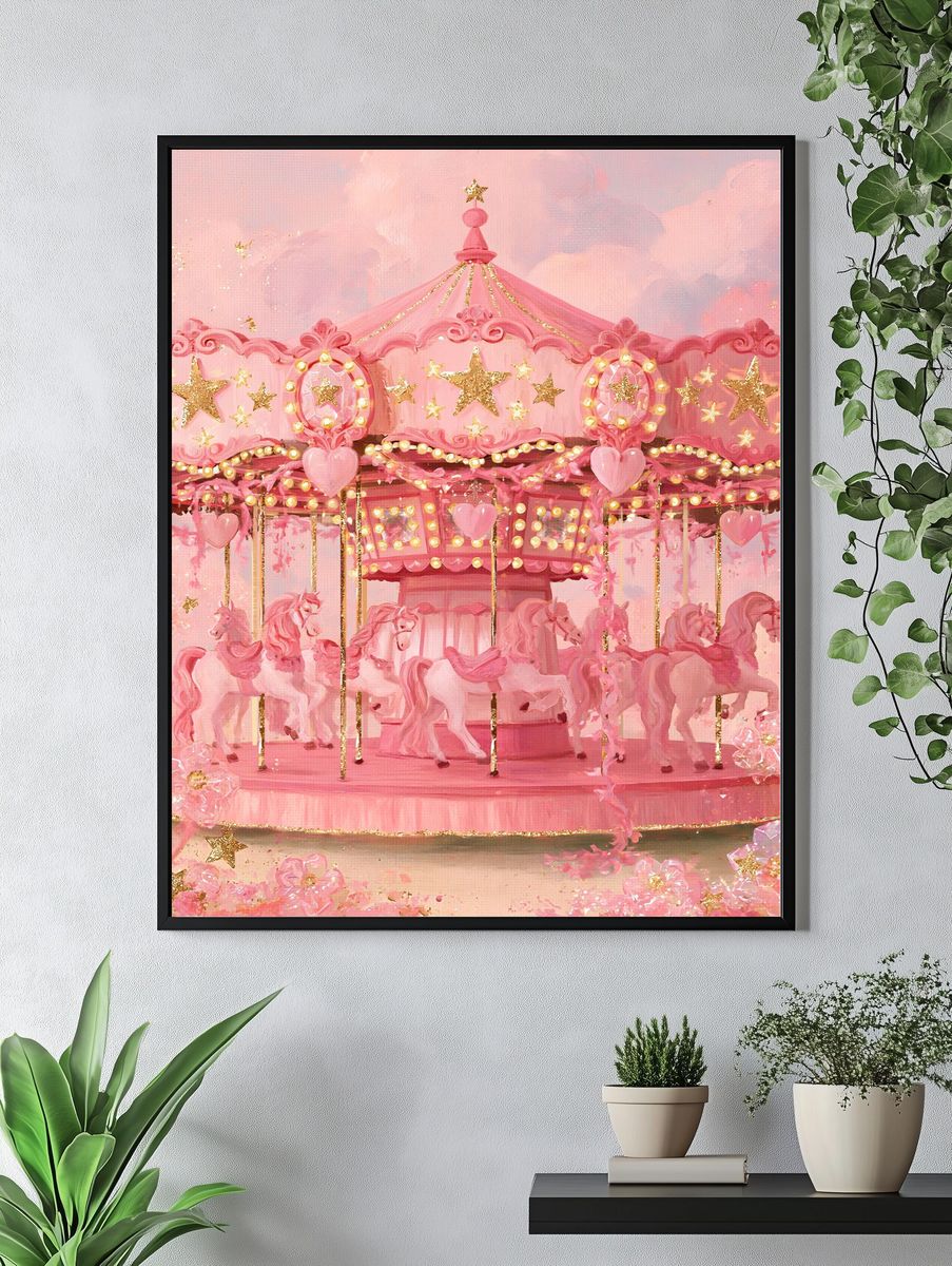 Pink Carousel Fantasy Poster. — room view 4