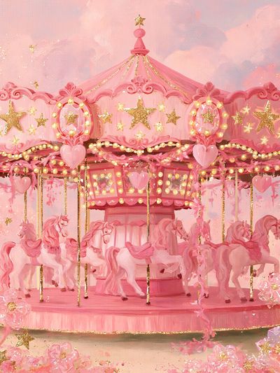 Pink Carousel Fantasy Poster.