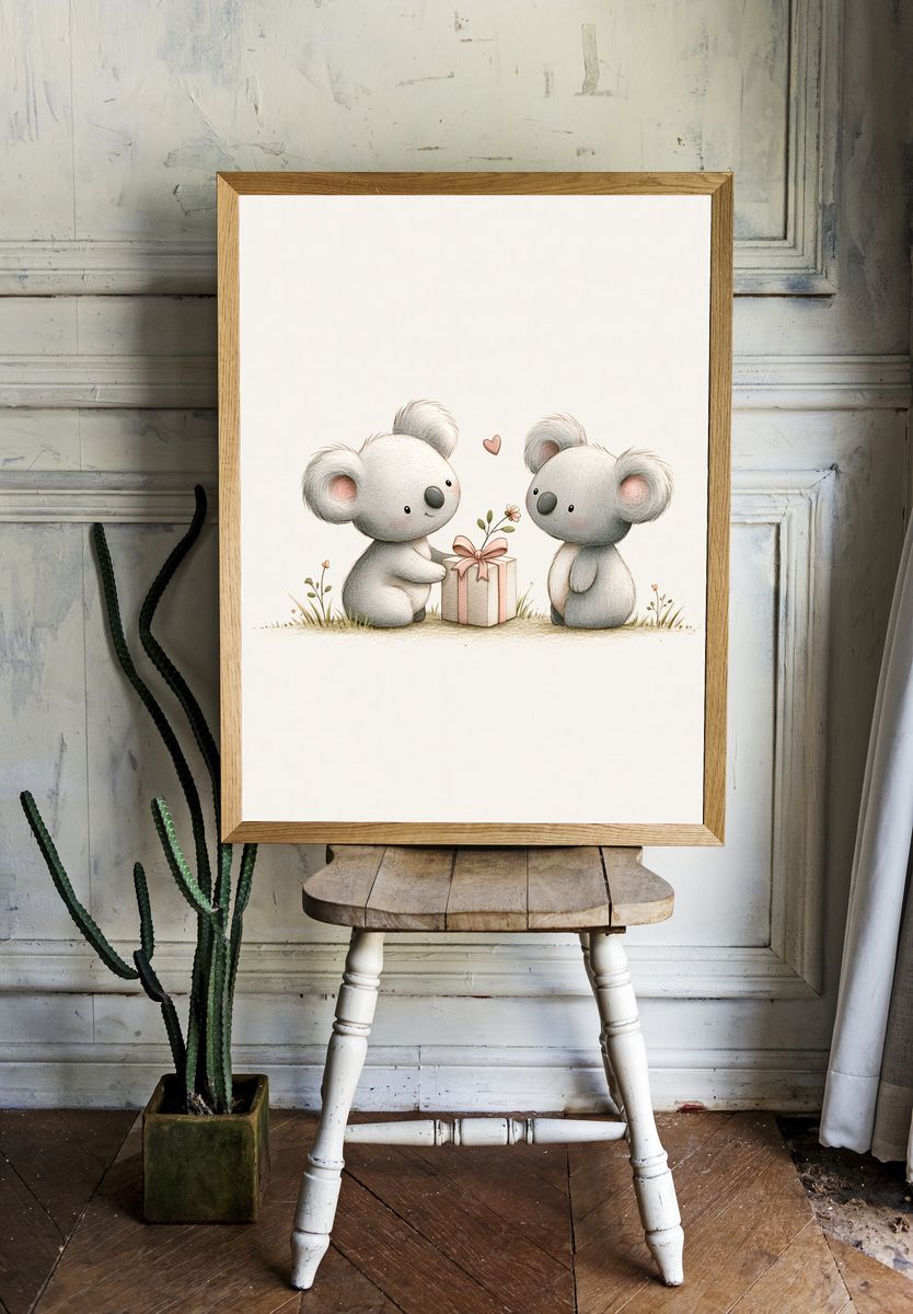 Koala Gift Illustration Poster. — room view 1