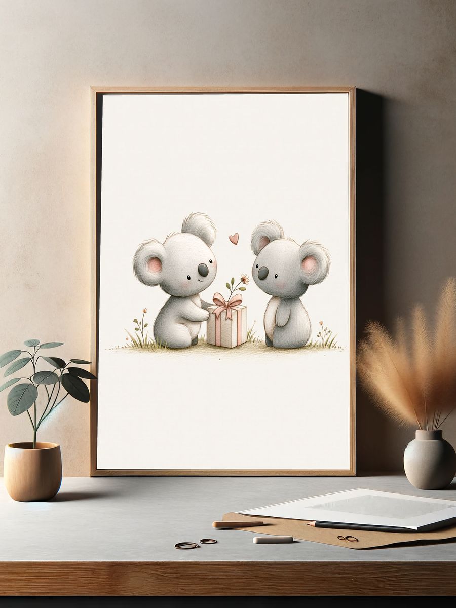 Koala Gift Illustration Poster. — room view 2
