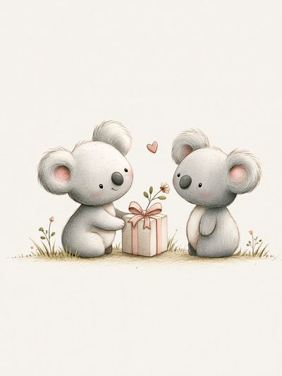 Koala Gift Illustration Poster.