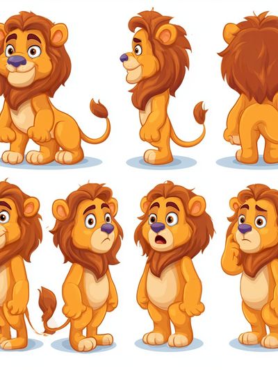 Cute Lion Character Illustration Poster.