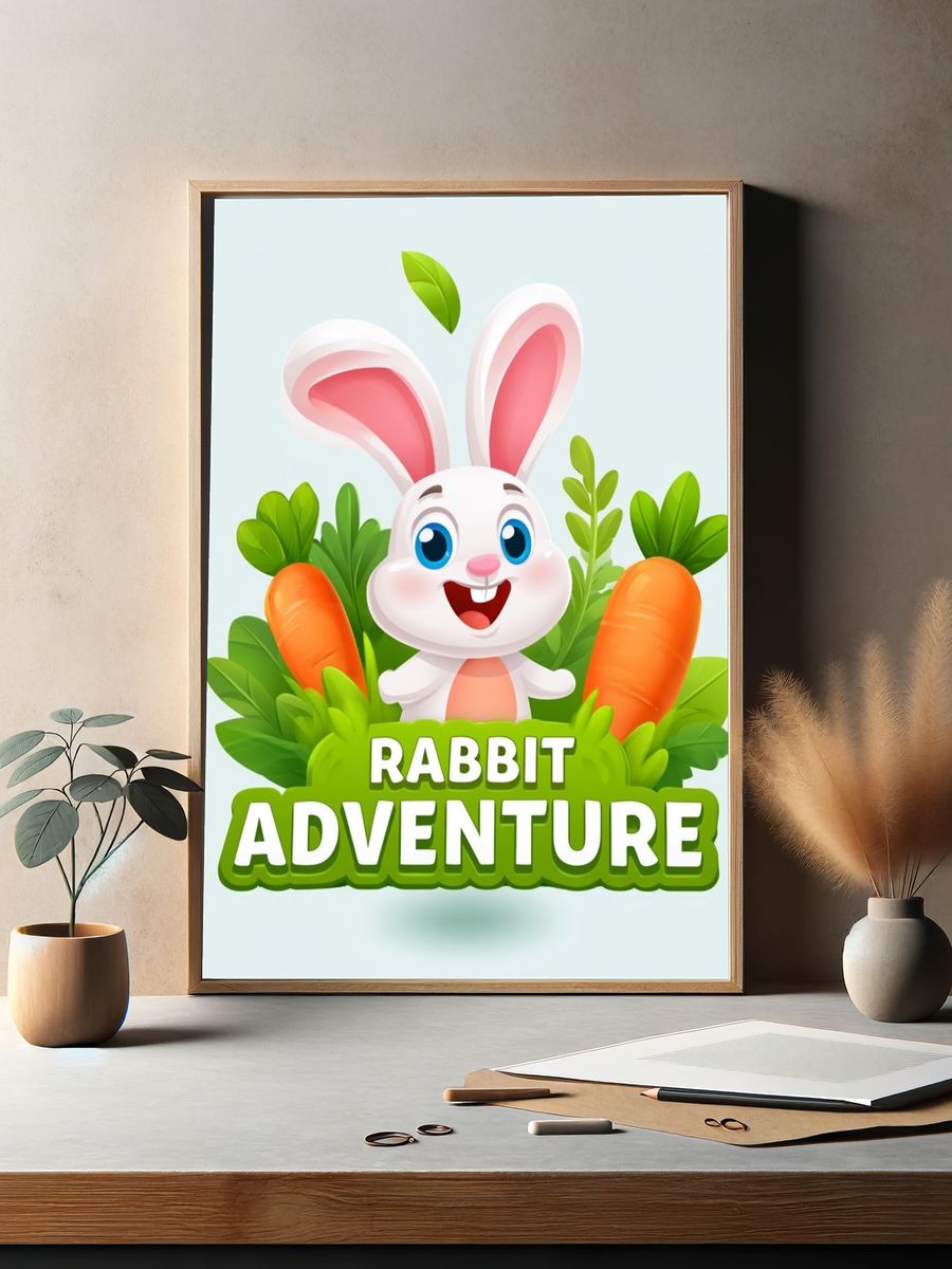 Rabbit Adventure Cartoon Poster. — room view 2