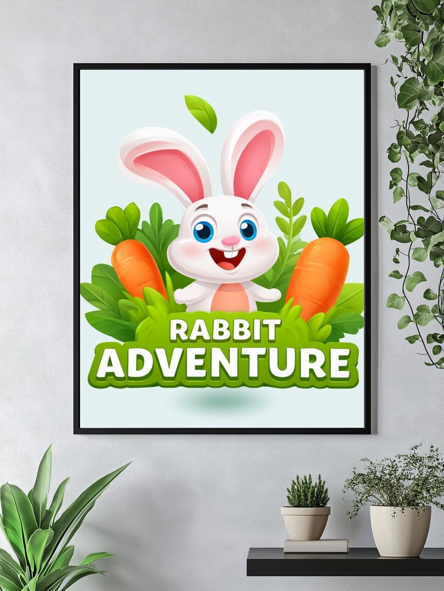 Rabbit Adventure Cartoon Poster. — room view 4