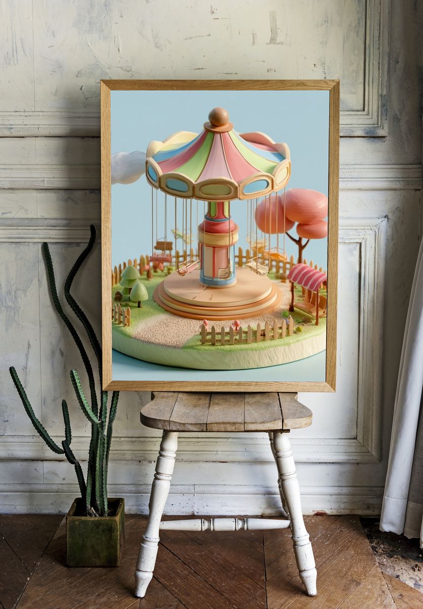 Pastel Carousel Dreamscape Poster. room preview