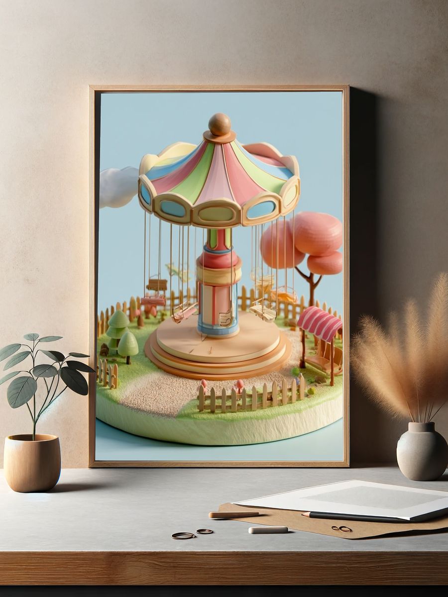 Pastel Carousel Dreamscape Poster. — room view 2