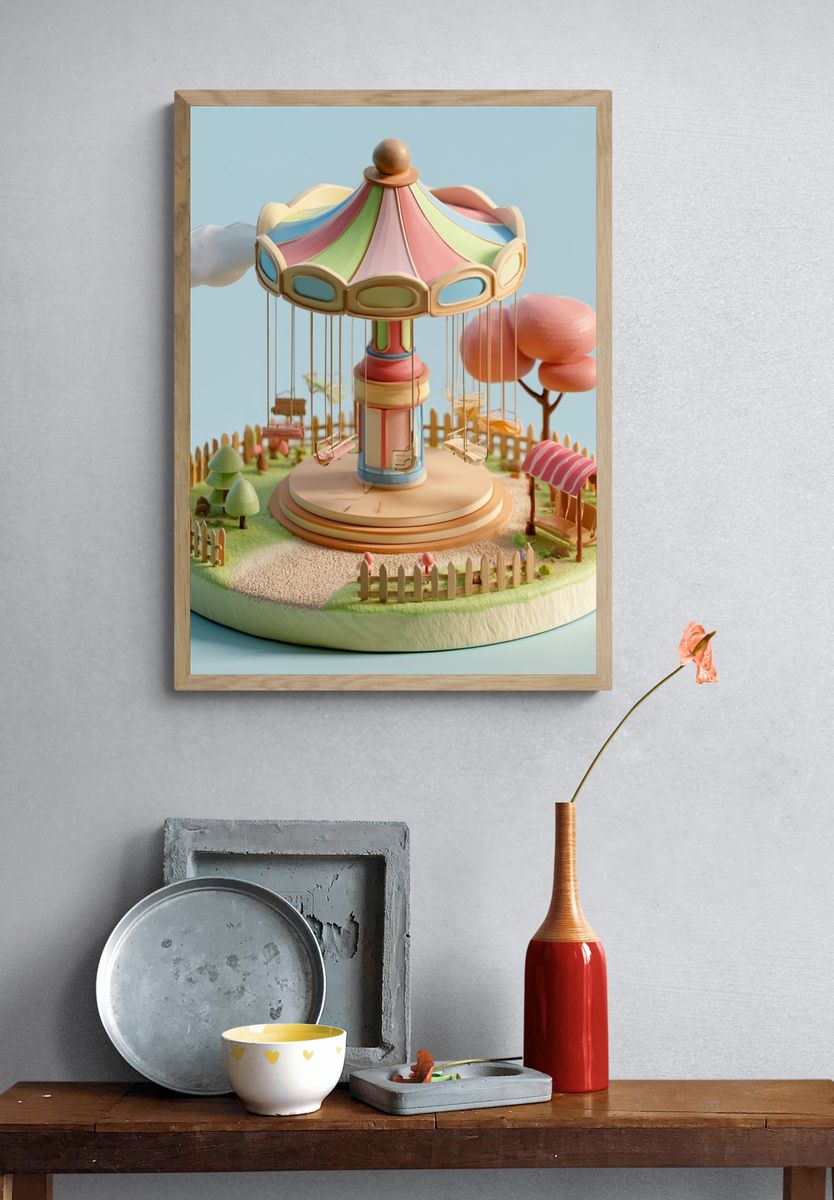 Pastel Carousel Dreamscape Poster. — room view 3