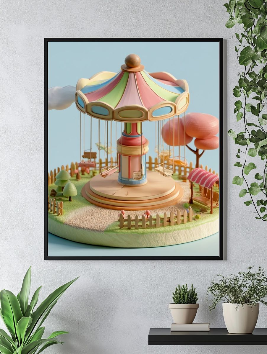 Pastel Carousel Dreamscape Poster. — room view 4