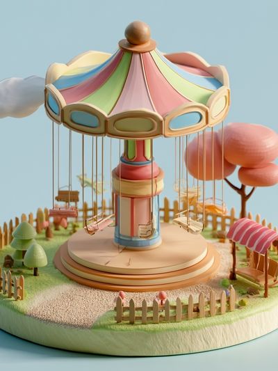 Pastel Carousel Dreamscape Poster.