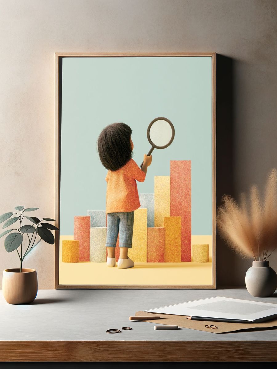Child with Magnifying Glass Illustration Poster. — room view 2