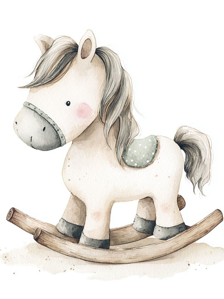 Rocking Horse Watercolor Poster. poster — kids art