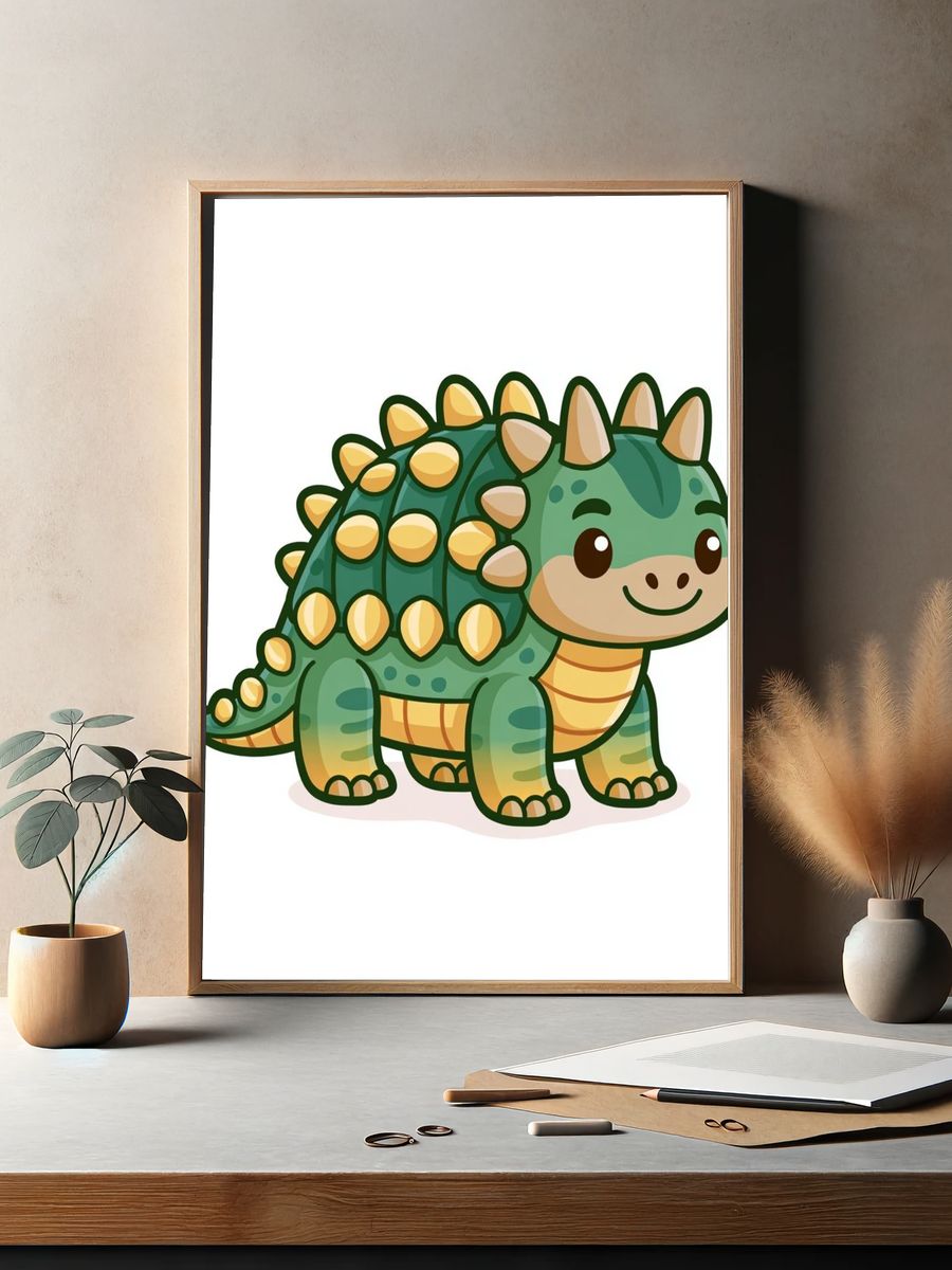 Cute Ankylosaurus Cartoon Print. — room view 2