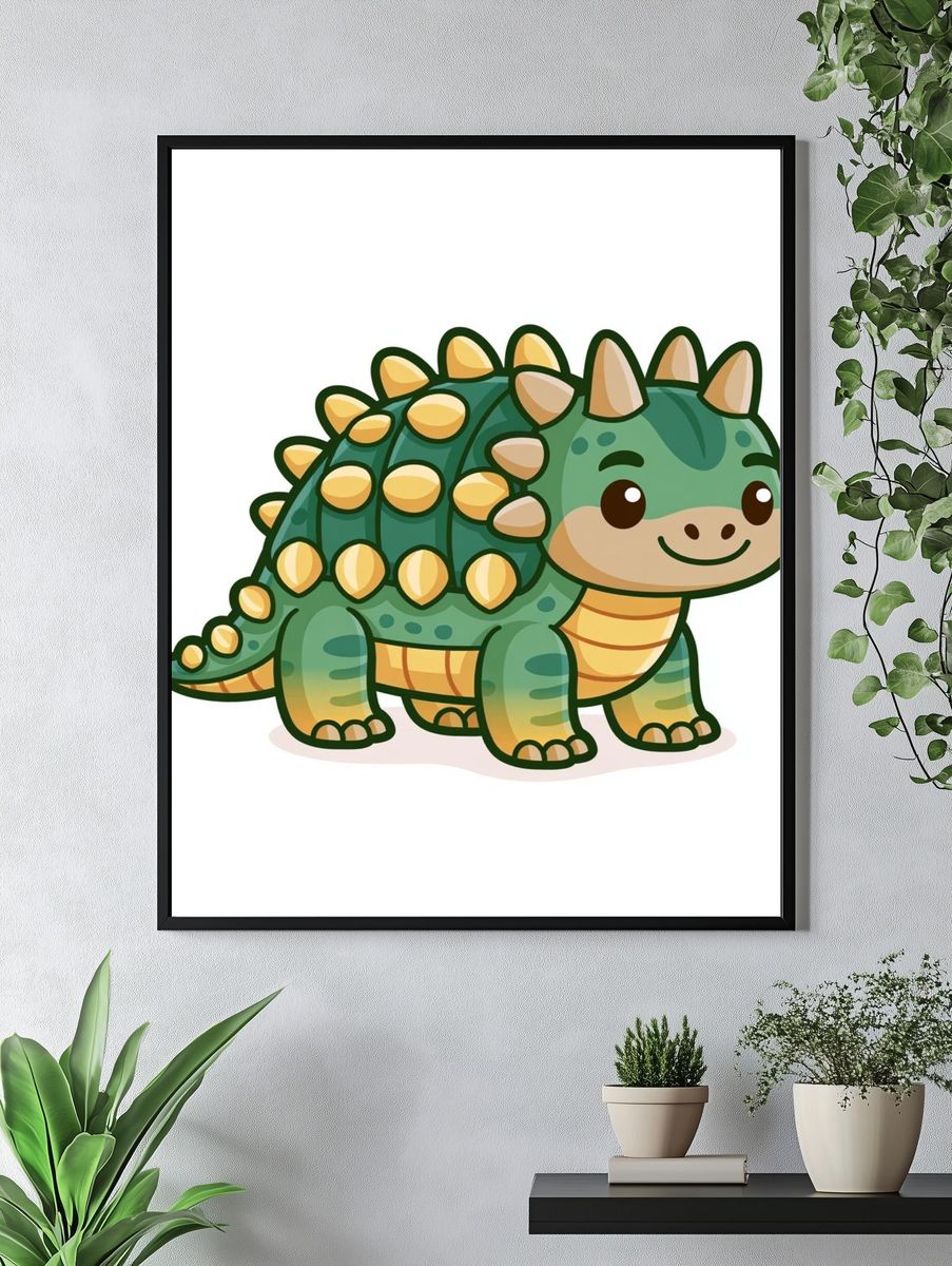 Cute Ankylosaurus Cartoon Print. — room view 4