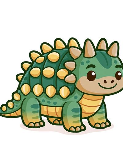 Cute Ankylosaurus Cartoon Print.