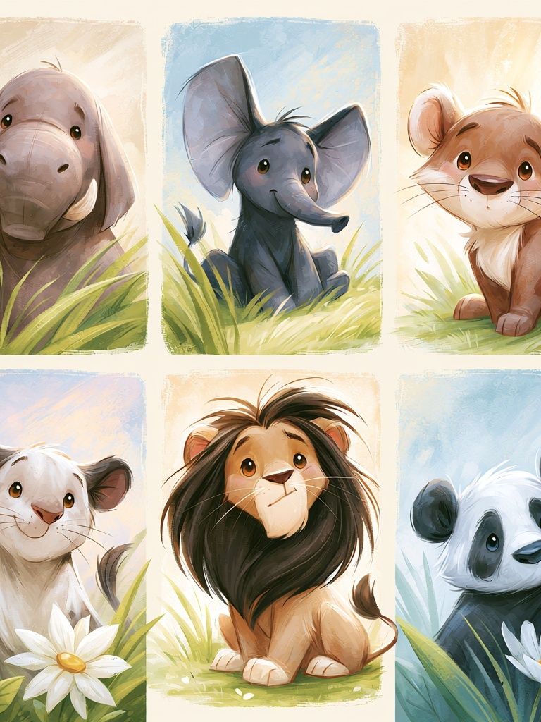 Cute Safari Animals Illustration Poster. poster — kids art