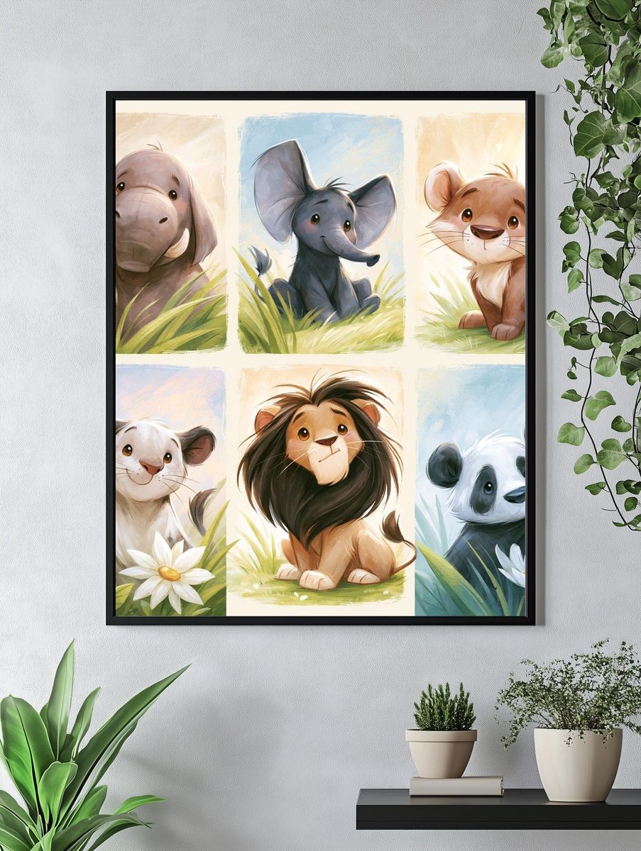 Cute Safari Animals Illustration Poster. — room view 4