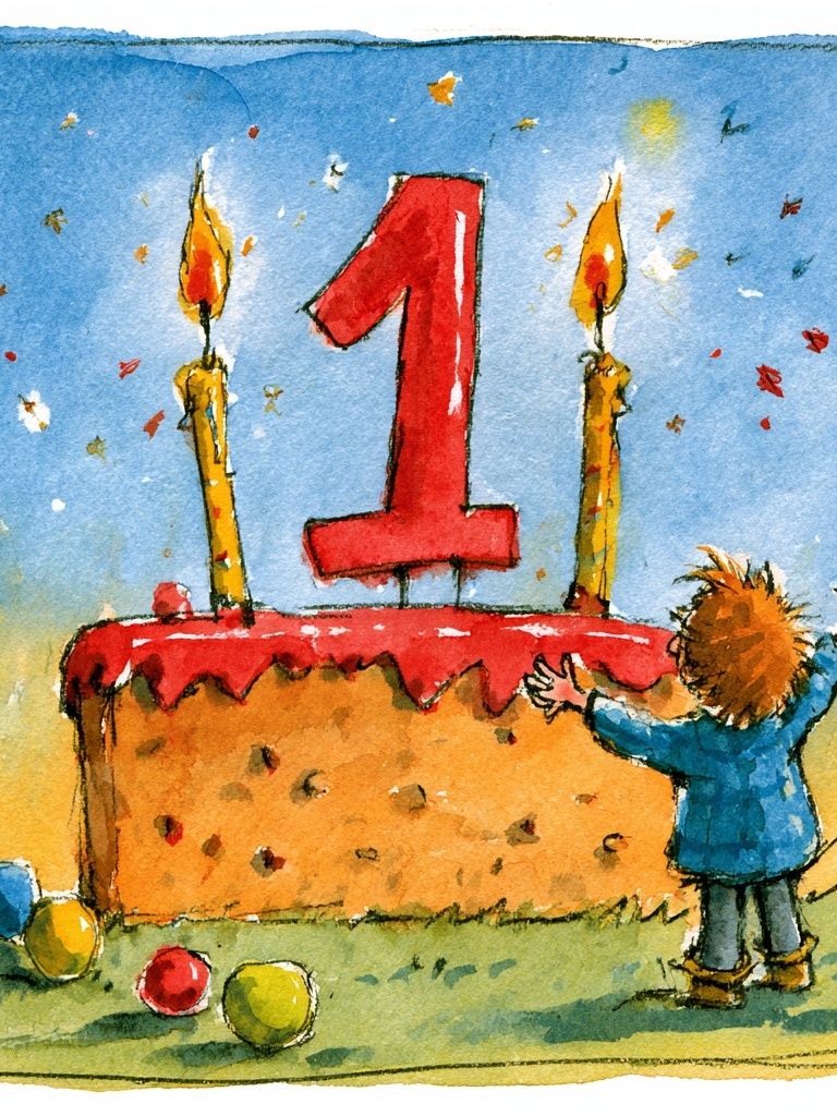 First Birthday Watercolor Print. poster — kids art