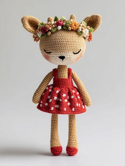 Crocheted Deer Doll Illustration Poster. poster print