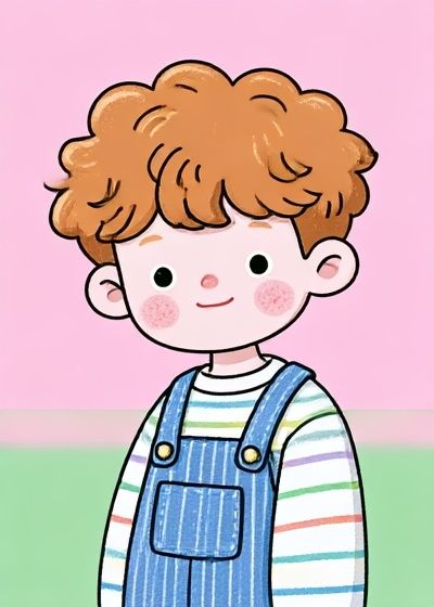 Curly Red-Haired Child Illustration Poster. poster detail